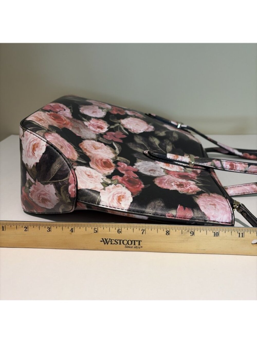 VTG Nine West Large Floral Tote Reana Floral Cabbage Rose Coated Canvas Lock - Picture 9 of 14